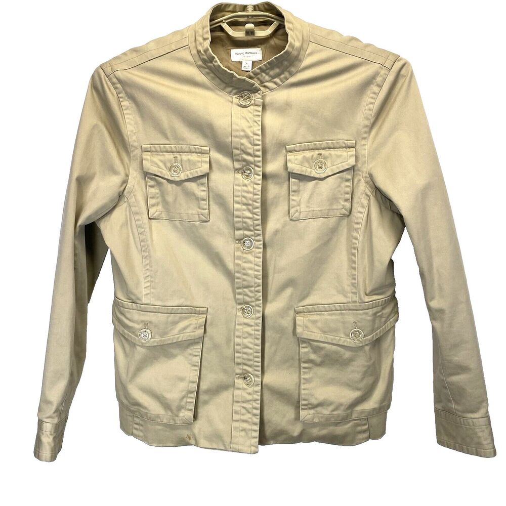 ISAAC MIZRAHI Women's Cargo Jacket Size XL Lined Faux Collar Utility RN17730
